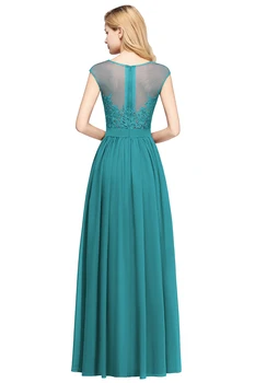 Ilgai Žalia Šifono Bridesmaid Dresses 2020 Elegantiškas Vestuves Svečias Suknelė Moterų Nėriniai Rankovių Tarnaitė Garbės skraiste Užsakymą