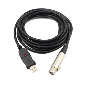 Juoda USB Vyras į 3 Pin XLR Female Microphone MIC Studio Garso Link Cable