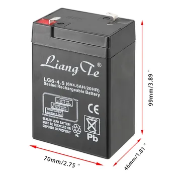 LiangTe Saugojimo, Baterijų, 6 V 4.5 Ah švino rūgšties baterijos įkraunamos baterijos LED žibintuvėlis stalo lempos, apšvietimo baterija