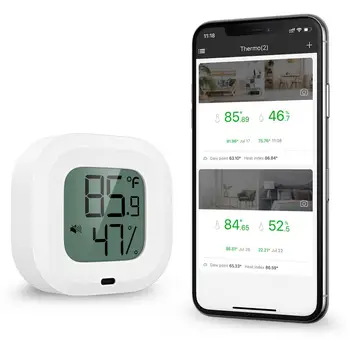 ORIA Belaidis Termometras su Drėgmėmačiu Mini Bluetooth 5.0 Drėgmės, Temperatūros Jutiklio Pavojaus Build-in Magnetai Namas