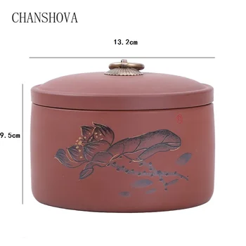CHANSHOVA Raudonos Molio arbatos caddy Uždaromos nuo drėgmės 700ml arbatos talpykla Kinijos retro stiliaus keramikos arbatos dėžutė