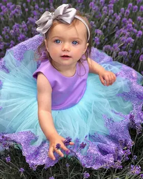 2019 Nauja Mielas Vaikams, Kūdikių Mergaitės Nėrinių Tuščiaviduris Lankas Atgal Gėlių Tiulio Inscenizacija Šalies Oficialaus Princess Tutu Suknelė Prom Dress