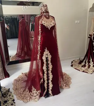 Elegantiškas Vakarinę Suknelę Saudo Arabų Grindų Ilgis Su Wrap Pusės Split Moterų Oficialią Šalies Chalatai Žavinga Teismo Traukinio Musulmonų